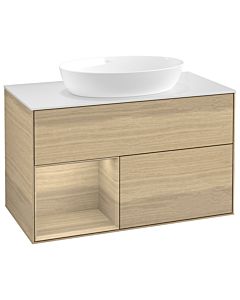 Villeroy und Boch Finion Waschtischunterschrank GA11PCPC 100cm, Abdeckplatte white matt, Emotion, Regale Oak Veneer, Oak Veneer