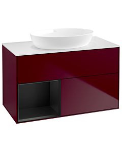 Villeroy und Boch Finion Villeroy und Boch Finion GA11PDHB 100cm, cover plate white matt, Emotion, shelves black matt lacquer, Peony Matt