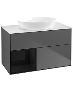 Villeroy und Boch Finion Villeroy und Boch Finion GA11PHGK 100cm, cover plate white matt, Emotion, shelves Glossy black lacquer, anthracite matt