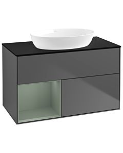 Villeroy und Boch Finion Villeroy und Boch Finion GA12GMGK 100cm, cover plate black matt, Emotion, shelves olive matt lacquer, anthracite matt
