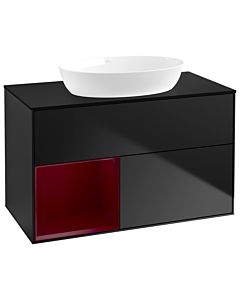 Villeroy und Boch Finion Villeroy und Boch Finion GA12HBPD 100cm, cover plate black matt, Emotion, shelves Peony matt lacquer, black matt lacquer