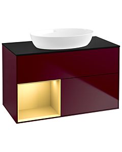 Villeroy und Boch Finion Villeroy und Boch Finion GA12HFHB 100cm, cover plate black matt, Emotion, shelves gold matt lacquer, Peony Matt