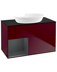 Villeroy und Boch Finion Villeroy und Boch Finion GA12HGHB 100cm, cover plate black matt, Emotion, shelves Midnight matt lacquer, Peony Matt