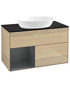 Villeroy und Boch Finion Villeroy und Boch Finion GA12HGPC 100cm, cover plate black matt, Emotion, shelves Midnight matt lacquer, Oak Veneer