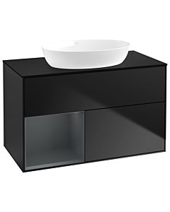 Villeroy und Boch Finion Villeroy und Boch Finion GA12HGPD 100cm, cover plate black matt, Emotion, shelves midnight matt lacquer, black matt lacquer