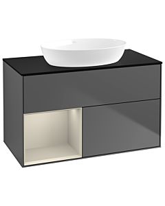 Villeroy und Boch Finion Villeroy und Boch Finion GA12HHGK 100cm, cover plate black matt, Emotion, shelves sand matt lacquer, anthracite matt