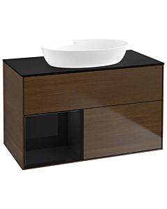 Villeroy und Boch Finion Villeroy und Boch Finion GA12PHGN 100cm, cover plate black matt, Emotion, shelves Glossy black lacquer, walnut veneer