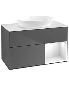 Villeroy und Boch Finion Villeroy und Boch Finion GA21GFGK 100cm, cover plate white matt, Emotion, shelves Glossy white lacquer, anthracite matt