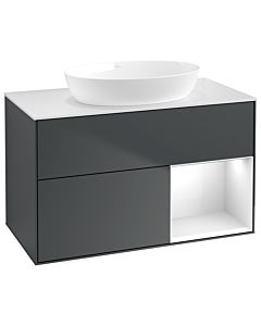 Villeroy und Boch Finion Waschtischunterschrank GA21GFHG 100cm, Abdeckplatte white matt, Emotion, Regale Glossy white lacquer, Midnight Blue Matt Lacquer