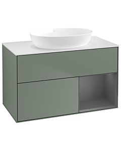 Villeroy und Boch Finion Villeroy und Boch Finion GA21GKGM 100cm, cover plate white matt, Emotion, shelves anthracite matt lacquer, Olive Matt Lacquer