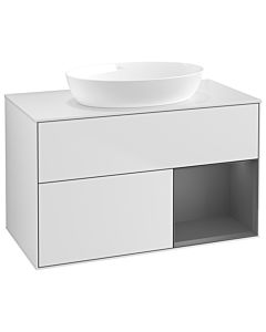 Villeroy und Boch Finion Waschtischunterschrank GA21GKMT 100cm, Abdeckplatte white matt, Emotion, Regale Anthracite matt lacquer, White matt lacquer