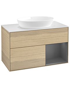 Villeroy und Boch Finion Villeroy und Boch Finion GA21GKPC 100cm, cover plate white matt, Emotion, shelves anthracite matt lacquer, Oak Veneer