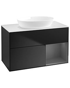 Villeroy und Boch Finion Villeroy und Boch Finion GA21GKPD 100cm, cover plate white matt, Emotion, shelves anthracite matt lacquer, black matt lacquer