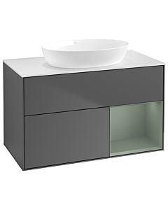 Villeroy und Boch Finion Villeroy und Boch Finion GA21GMGK 100cm, cover plate white matt, Emotion, shelves olive matt lacquer, anthracite matt