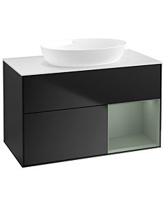 Villeroy und Boch Finion Villeroy und Boch Finion GA21GMPD 100cm, cover plate white matt, Emotion, shelves olive matt lacquer, black matt lacquer