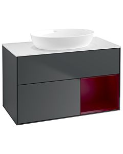 Villeroy und Boch Finion Waschtischunterschrank GA21HBHG 100cm, Abdeckplatte white matt, Emotion, Regale Peony matt lacquer, Midnight Blue Matt Lacquer
