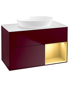 Villeroy und Boch Finion Waschtischunterschrank GA21HFHB 100cm, Abdeckplatte white matt, Emotion, Regale Gold matt lacquer, Peony Matt