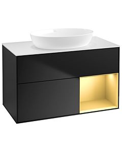 Villeroy und Boch Finion Villeroy und Boch Finion GA21HFPD 100cm, cover plate white matt, Emotion, shelves gold matt lacquer, black matt lacquer