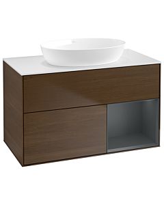 Villeroy und Boch Finion Villeroy und Boch Finion GA21HGGN 100cm, cover plate white matt, Emotion, shelves Midnight matt lacquer, walnut veneer
