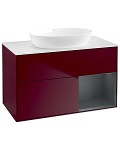 Villeroy und Boch Finion Waschtischunterschrank GA21HGHB 100cm, Abdeckplatte white matt, Emotion, Regale Midnight matt lacquer, Peony Matt