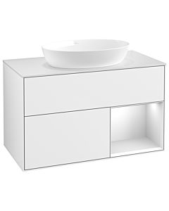 Villeroy und Boch Finion Waschtischunterschrank GA21MTGF 100cm, Abdeckplatte white matt, Emotion, Regale White matt lacquer, Glossy white lacquer