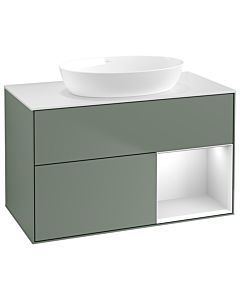 Villeroy und Boch Finion Villeroy und Boch Finion GA21MTGM 100cm, cover plate white matt, Emotion, shelves white matt lacquer, Olive Matt Lacquer