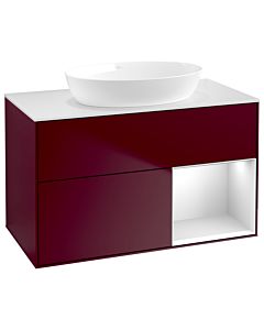 Villeroy und Boch Finion Villeroy und Boch GA21MTHB 100cm, plaque de recouvrement blanc mat, Emotion, étagères laqué blanc mat, Peony Matt