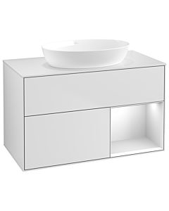 Villeroy und Boch Finion Waschtischunterschrank GA21MTMT 100cm, Abdeckplatte white matt, Emotion, Regale White matt lacquer, White matt lacquer