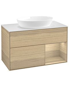 Villeroy und Boch Finion Villeroy und Boch GA21PCPC 100cm, plaque de recouvrement blanc mat, emotion, étagères Oak Veneer , Oak Veneer