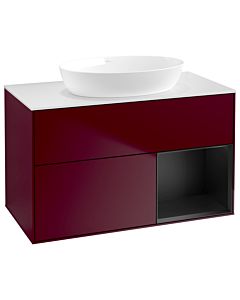 Villeroy und Boch Finion Waschtischunterschrank GA21PDHB 100cm, Abdeckplatte white matt, Emotion, Regale Black matt lacquer, Peony Matt