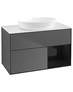 Villeroy und Boch Finion Villeroy und Boch Finion GA21PHGK 100cm, cover plate white matt, Emotion, shelves Glossy black lacquer, anthracite matt