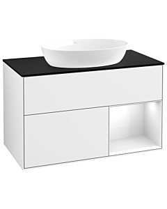 Villeroy und Boch Finion Villeroy und Boch Finion GA22GFGF 100cm, cover plate black matt, Emotion, shelves Glossy white lacquer, Glossy white lacquer