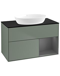 Villeroy und Boch Finion Villeroy und Boch Finion GA22GKGM 100cm, cover plate black matt, Emotion, shelves anthracite matt lacquer, Olive Matt Lacquer