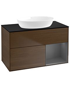 Villeroy und Boch Finion Villeroy und Boch Finion GA22GKGN 100cm, cover plate black matt, Emotion, shelves anthracite matt lacquer, walnut veneer