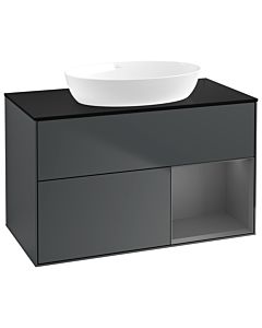 Villeroy und Boch Finion Waschtischunterschrank GA22GKHG 100cm, Abdeckplatte black matt, Emotion, Regale Anthracite matt lacquer, Midnight Blue Matt Lacquer