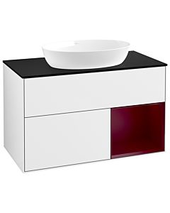Villeroy und Boch Finion Villeroy und Boch Finion GA22HBGF 100cm, cover plate black matt, Emotion, shelves Peony matt lacquer, glossy white lacquer