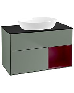 Villeroy und Boch Finion Villeroy und Boch Finion GA22HBGM 100cm, cover plate black matt, Emotion, shelves Peony matt lacquer, Olive Matt Lacquer