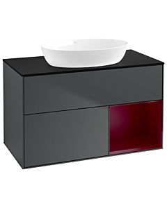 Villeroy und Boch Finion Waschtischunterschrank GA22HBHG 100cm, Abdeckplatte black matt, Emotion, Regale Peony matt lacquer, Midnight Blue Matt Lacquer