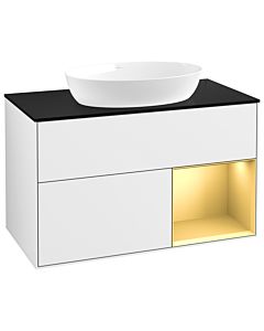 Villeroy und Boch Finion Villeroy und Boch Finion GA22HFGF 100cm, cover plate black matt, Emotion, shelves gold matt lacquer, glossy white lacquer