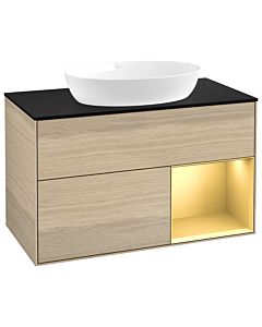 Villeroy und Boch Finion Villeroy und Boch Finion GA22HFPC 100cm, cover plate black matt, Emotion, shelves gold matt lacquer, Oak Veneer