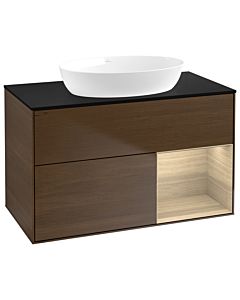 Villeroy und Boch Finion GA22PCGN 100cm, plaque de recouvrement noir mat, emotion, étagères Oak Veneer , placage Oak Veneer