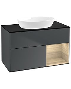 Villeroy und Boch Finion Villeroy und Boch GA22PCHG 100cm, plaque de recouvrement noir mat, Emotion, étagères Oak Veneer , Midnight Blue Matt Lacquer