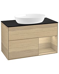 Villeroy und Boch Finion Villeroy und Boch Finion GA22PCPC 100cm, cover plate black matt, Emotion, shelves Oak Veneer , Oak Veneer