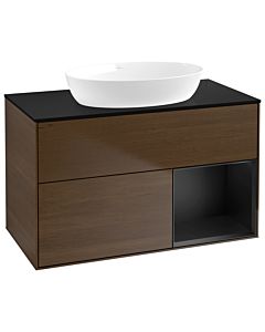 Villeroy und Boch Finion Villeroy und Boch Finion GA22PDGN 100cm, cover plate black matt, Emotion, shelves black matt lacquer, walnut veneer