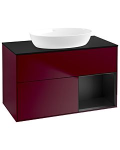Villeroy und Boch Finion Waschtischunterschrank GA22PDHB 100cm, Abdeckplatte black matt, Emotion, Regale Black matt lacquer, Peony Matt