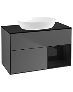 Villeroy und Boch Finion Villeroy und Boch Finion GA22PHGK 100cm, cover plate black matt, Emotion, shelves Glossy black lacquer, anthracite matt