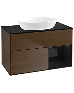 Villeroy und Boch Finion Villeroy und Boch Finion GA22PHGN 100cm, cover plate black matt, Emotion, shelves Glossy black lacquer, walnut veneer