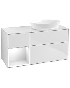 Villeroy und Boch Finion Waschtischunterschrank GA41GFMT 120cm, Abdeckplatte white matt, Emotion, Regale Glossy white lacquer, White matt lacquer