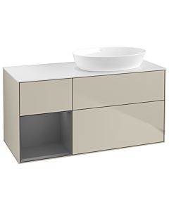 Villeroy und Boch Finion Waschtischunterschrank GA41GKHH 120cm, Abdeckplatte white matt, Emotion, Regale Anthracite matt lacquer, Sand Matt Lacquer