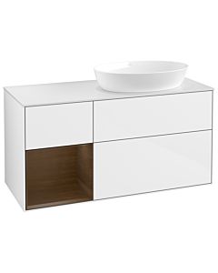 Villeroy und Boch Finion Villeroy und Boch Finion GA41GNGF 120cm, cover plate white matt, Emotion, shelves Walnut Veneer , glossy white lacquer
